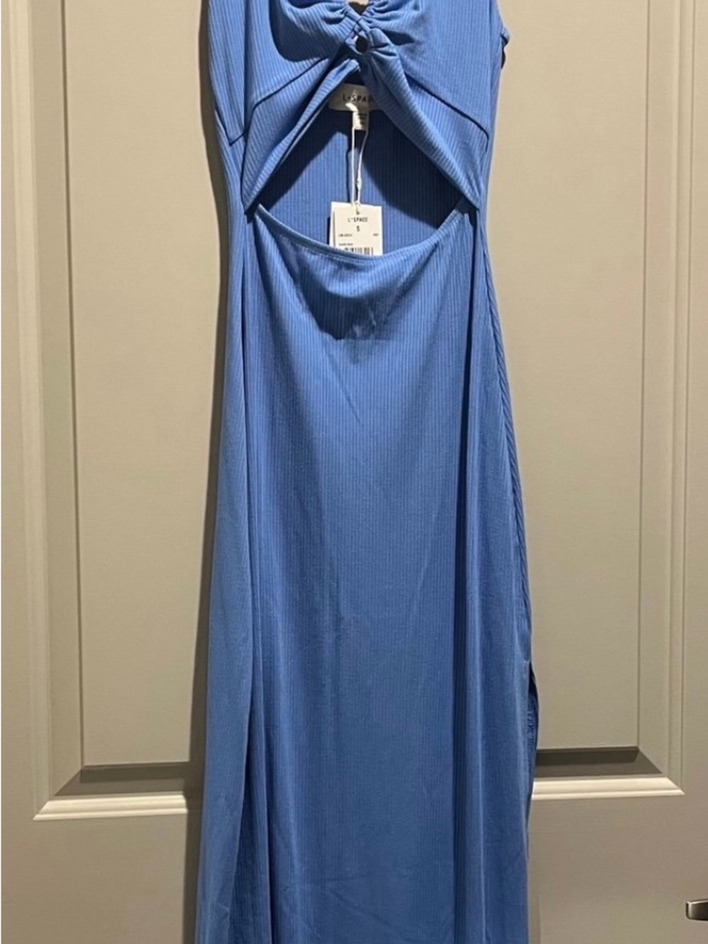 l*space Sky Blue Cutout Maxi Dress with Knotted Bodice